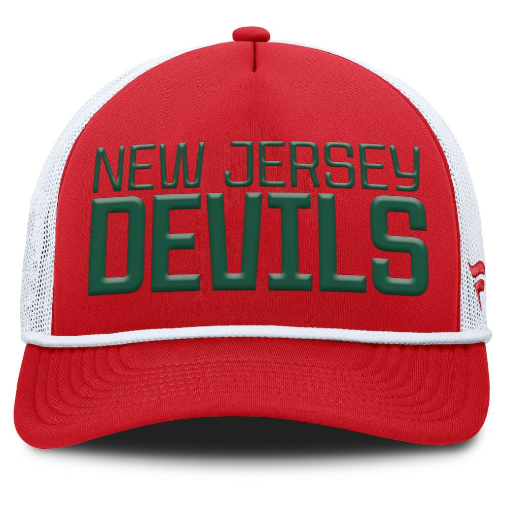 New Jersey Devils Fanatics Heritage Dutch A-Frame Trucker Adjustable Hat - Red/White - NHL