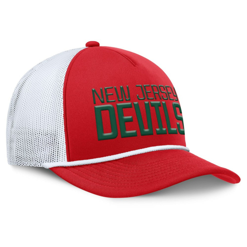 New Jersey Devils Fanatics Heritage Dutch A-Frame Trucker Adjustable Hat - Red/White - NHL