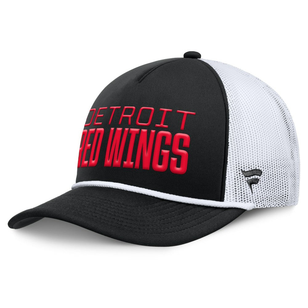 Detroit Red Wings Fanatics Heritage Dutch A-Frame Trucker Adjustable Hat - Black/White - NHL