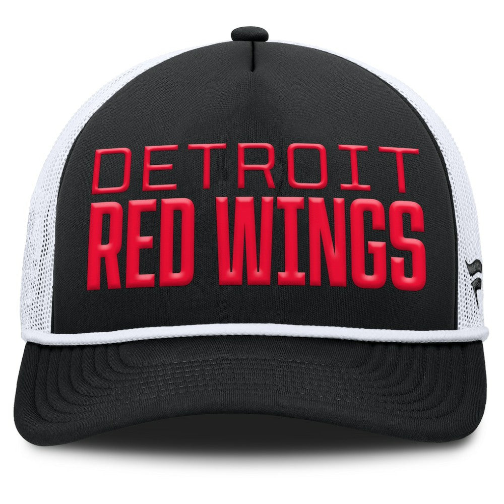Detroit Red Wings Fanatics Heritage Dutch A-Frame Trucker Adjustable Hat - Black/White - NHL