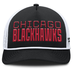 Chicago Blackhawks Fanatics Heritage Dutch A-Frame Trucker Adjustable Hat - Black/White - NHL