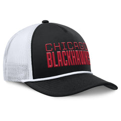 Chicago Blackhawks Fanatics Heritage Dutch A-Frame Trucker Adjustable Hat - Black/White - NHL