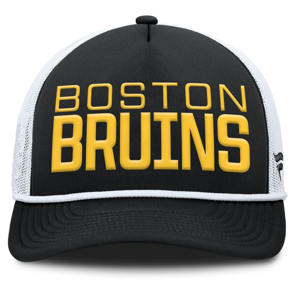 Boston Bruins Fanatics Heritage Dutch A-Frame Trucker Adjustable Hat - Black/White - NHL