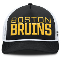 Boston Bruins Fanatics Heritage Dutch A-Frame Trucker Adjustable Hat - Black/White - NHL