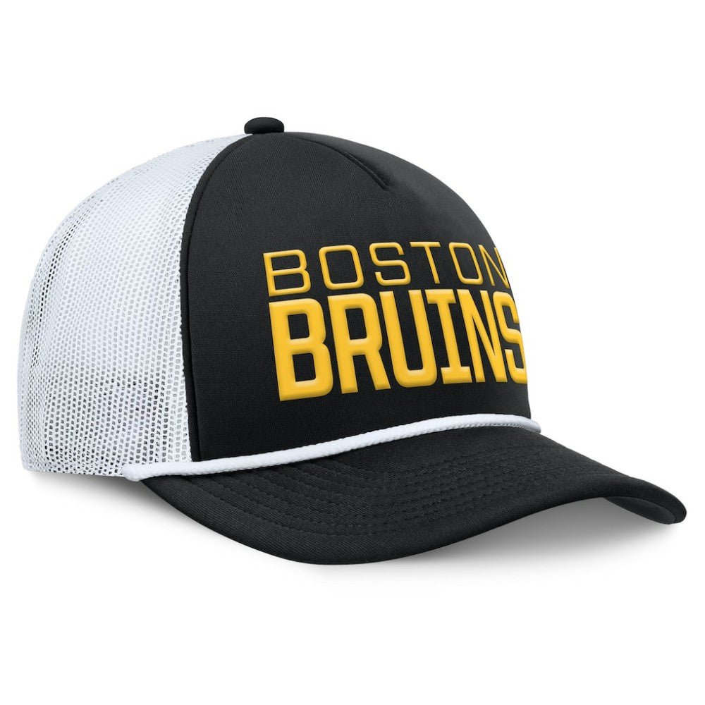 Boston Bruins Fanatics Heritage Dutch A-Frame Trucker Adjustable Hat - Black/White - NHL