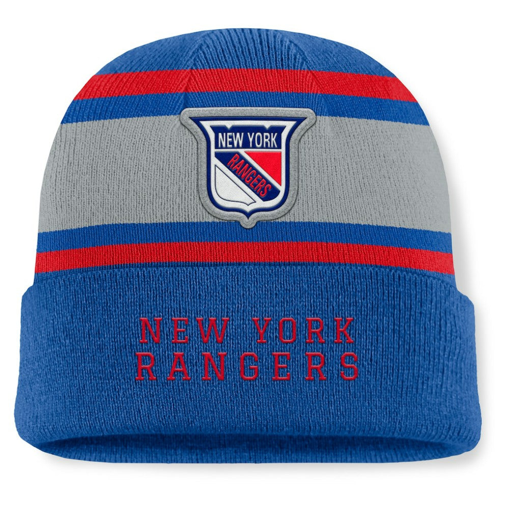 New York Rangers Fanatics Heritage Varsity Cuffed Knit Hat - Blue - NHL