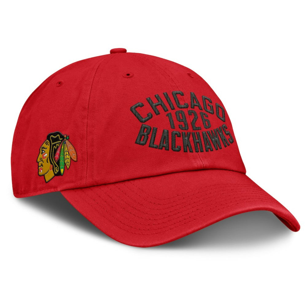 Chicago Blackhawks Fanatics Fundamentals Archer Adjustable Hat - Red - NHL
