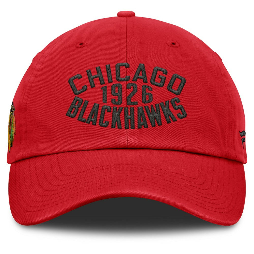 Chicago Blackhawks Fanatics Fundamentals Archer Adjustable Hat - Red - NHL