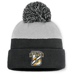 Boston Bruins Fanatics Authentic Pro Home Ice Cuffed Knit Hat with Pom - Black/Gray - NHL