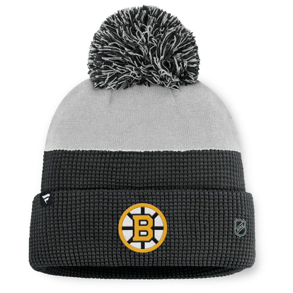 Boston Bruins Fanatics Authentic Pro Home Ice Cuffed Knit Hat with Pom - Black/Gray - NHL