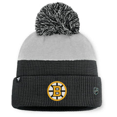 Boston Bruins Fanatics Authentic Pro Home Ice Cuffed Knit Hat with Pom - Black/Gray - NHL