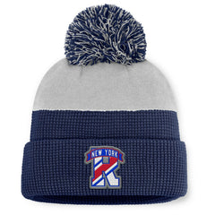 New York Rangers Fanatics Authentic Pro Home Ice Cuffed Knit Hat with Pom - Navy/Gray - NHL