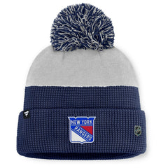 New York Rangers Fanatics Authentic Pro Home Ice Cuffed Knit Hat with Pom - Navy/Gray - NHL
