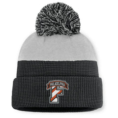 Philadelphia Flyers Fanatics Authentic Pro Home Ice Cuffed Knit Hat with Pom - Black/Gray - NHL