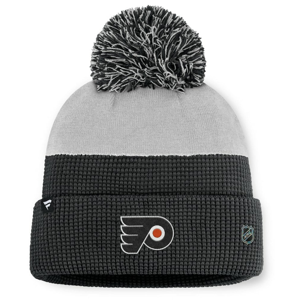 Philadelphia Flyers Fanatics Authentic Pro Home Ice Cuffed Knit Hat with Pom - Black/Gray - NHL