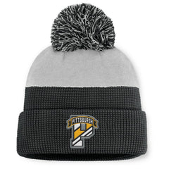Pittsburgh Penguins Fanatics Authentic Pro Home Ice Cuffed Knit Hat with Pom - Black/Gray - NHL