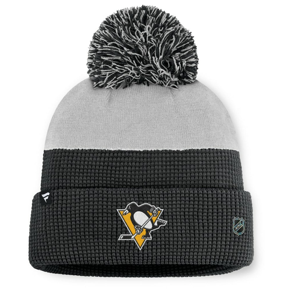 Pittsburgh Penguins Fanatics Authentic Pro Home Ice Cuffed Knit Hat with Pom - Black/Gray - NHL