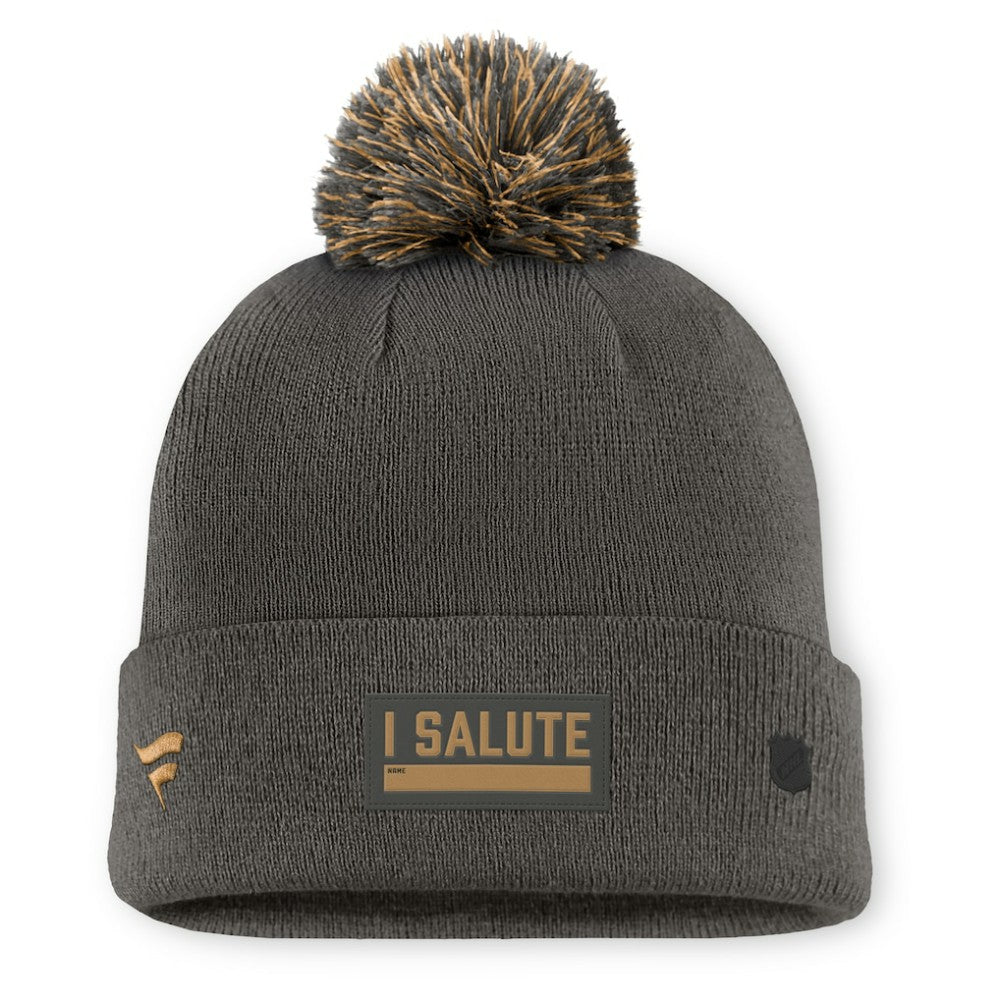 New York Rangers Fanatics Authentic Pro Military Appreciation Cuffed Knit Hat with Pom - Charcoal - NHL