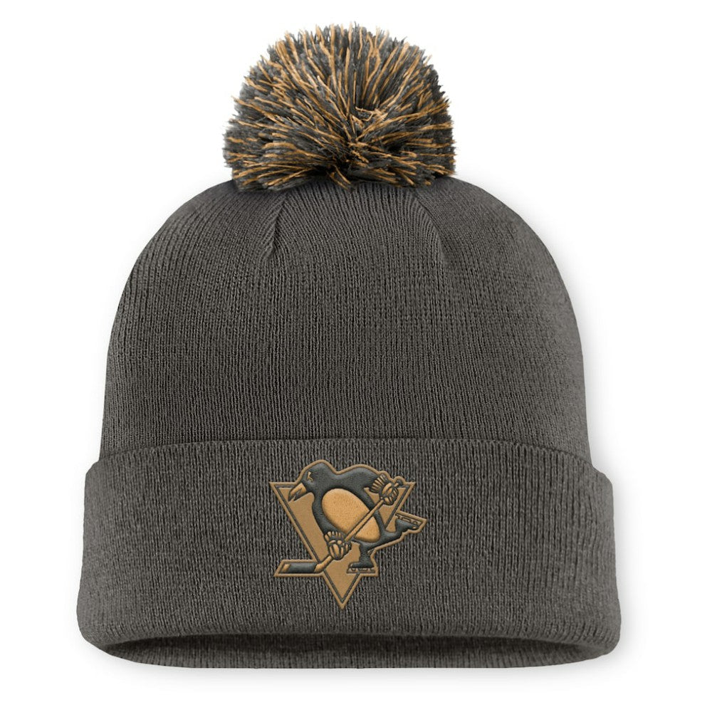 Pittsburgh Penguins Fanatics Authentic Pro Military Appreciation Cuffed Knit Hat with Pom - Charcoal - NHL
