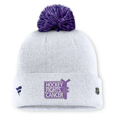 New York Rangers Fanatics Authentic Pro Hockey Fights Cancer Cuffed Knit Hat with Pom - White - NHL