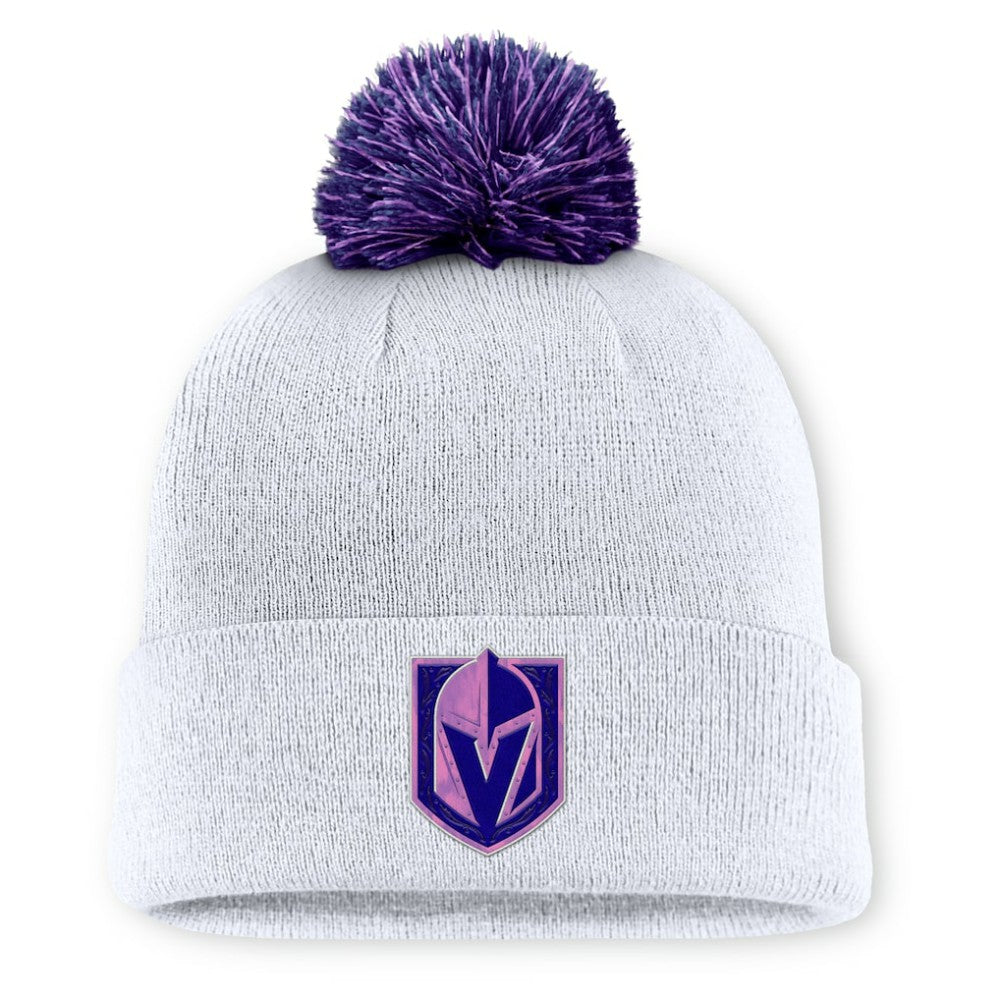 Vegas Golden Knights Fanatics Authentic Pro Hockey Fights Cancer Cuffed Knit Hat with Pom - White - NHL