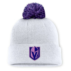 Vegas Golden Knights Fanatics Authentic Pro Hockey Fights Cancer Cuffed Knit Hat with Pom - White - NHL