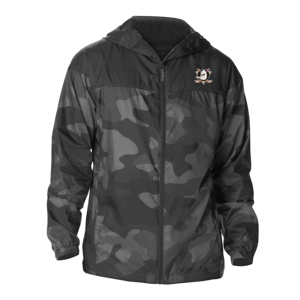 Anaheim Ducks Columbia Camo Flash Challenger Omni-Shade Full-Zip Hoodie Windbreaker - Black - NHL