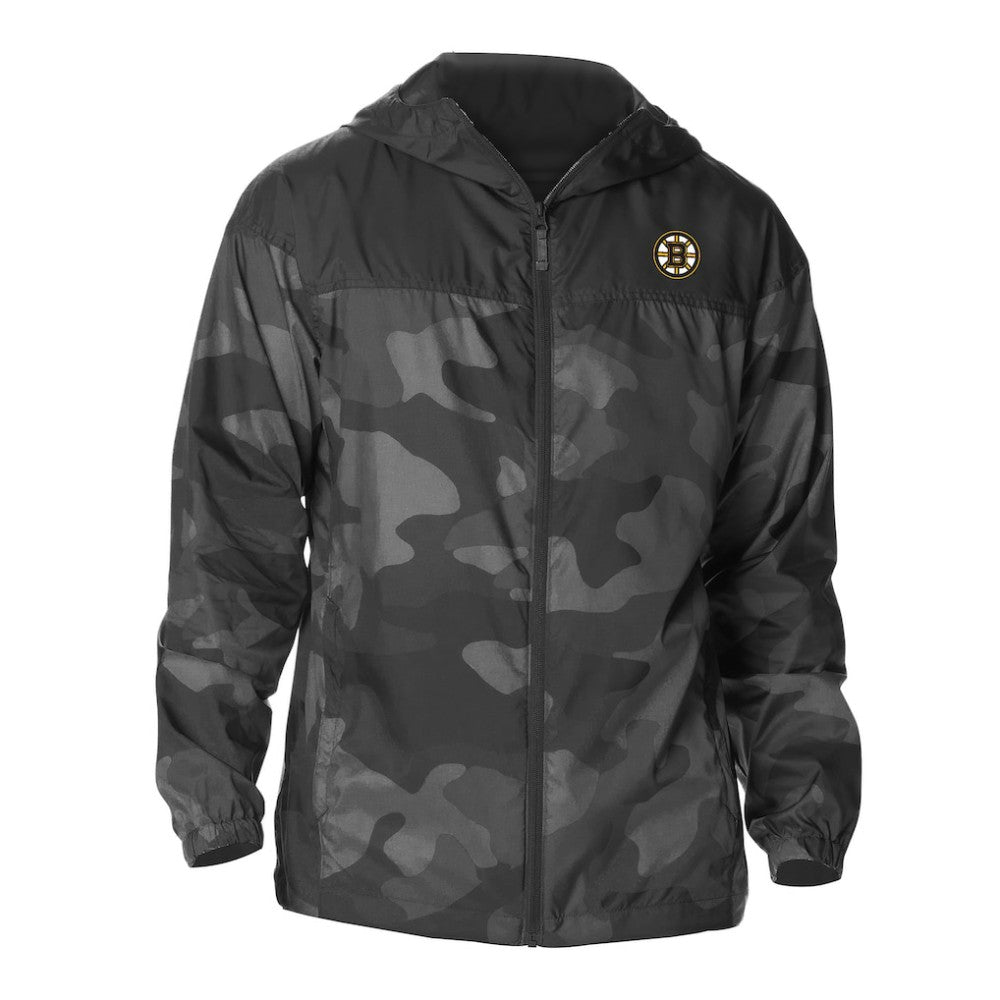 Boston Bruins Columbia Camo Flash Challenger Omni-Shade Full-Zip Hoodie Windbreaker - Black - NHL