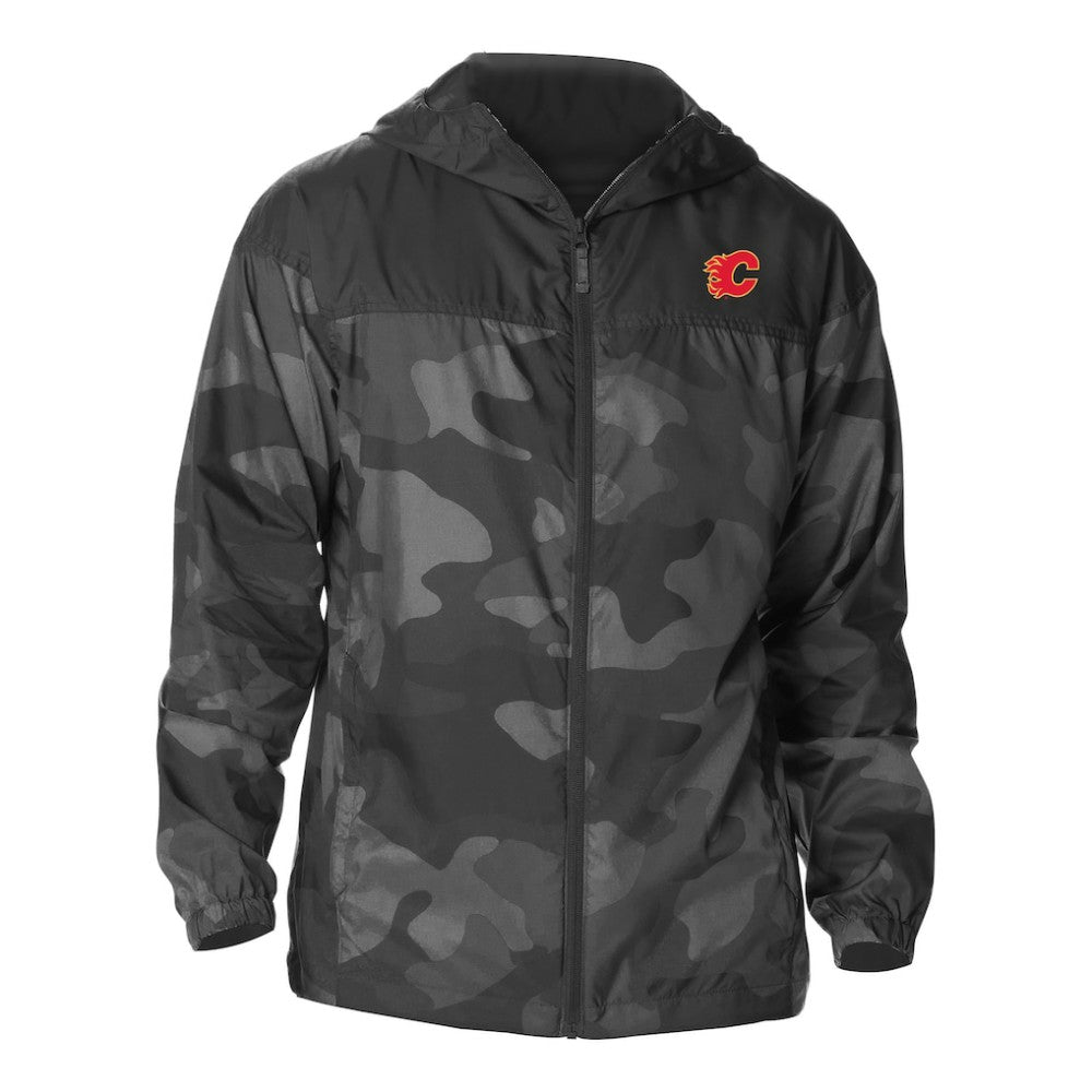 Calgary Flames Columbia Camo Flash Challenger Omni-Shade Full-Zip Hoodie Windbreaker - Black - NHL