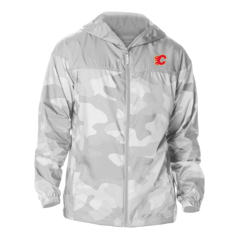 Calgary Flames Columbia Camo Flash Challenger Omni-Shade Full-Zip Hoodie Windbreaker - Gray - NHL