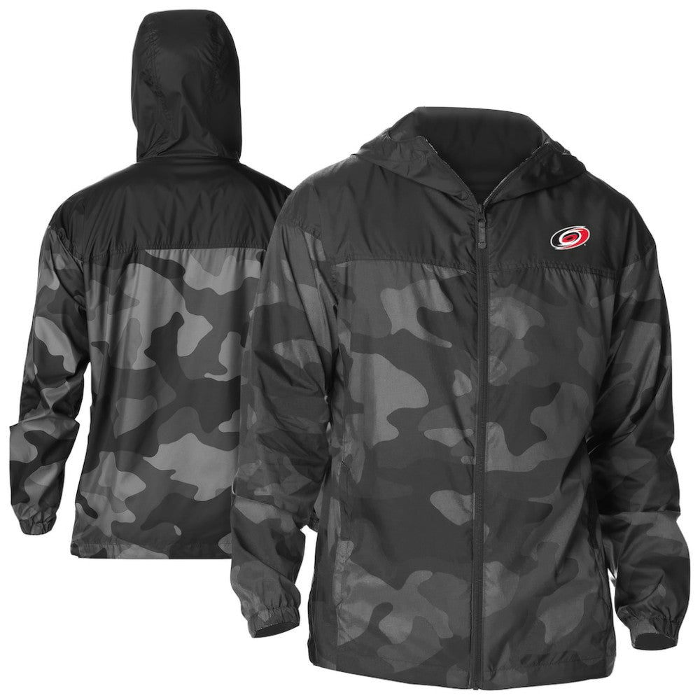 Carolina Hurricanes Columbia Camo Flash Challenger Omni-Shade Full-Zip Hoodie Windbreaker - Black - NHL