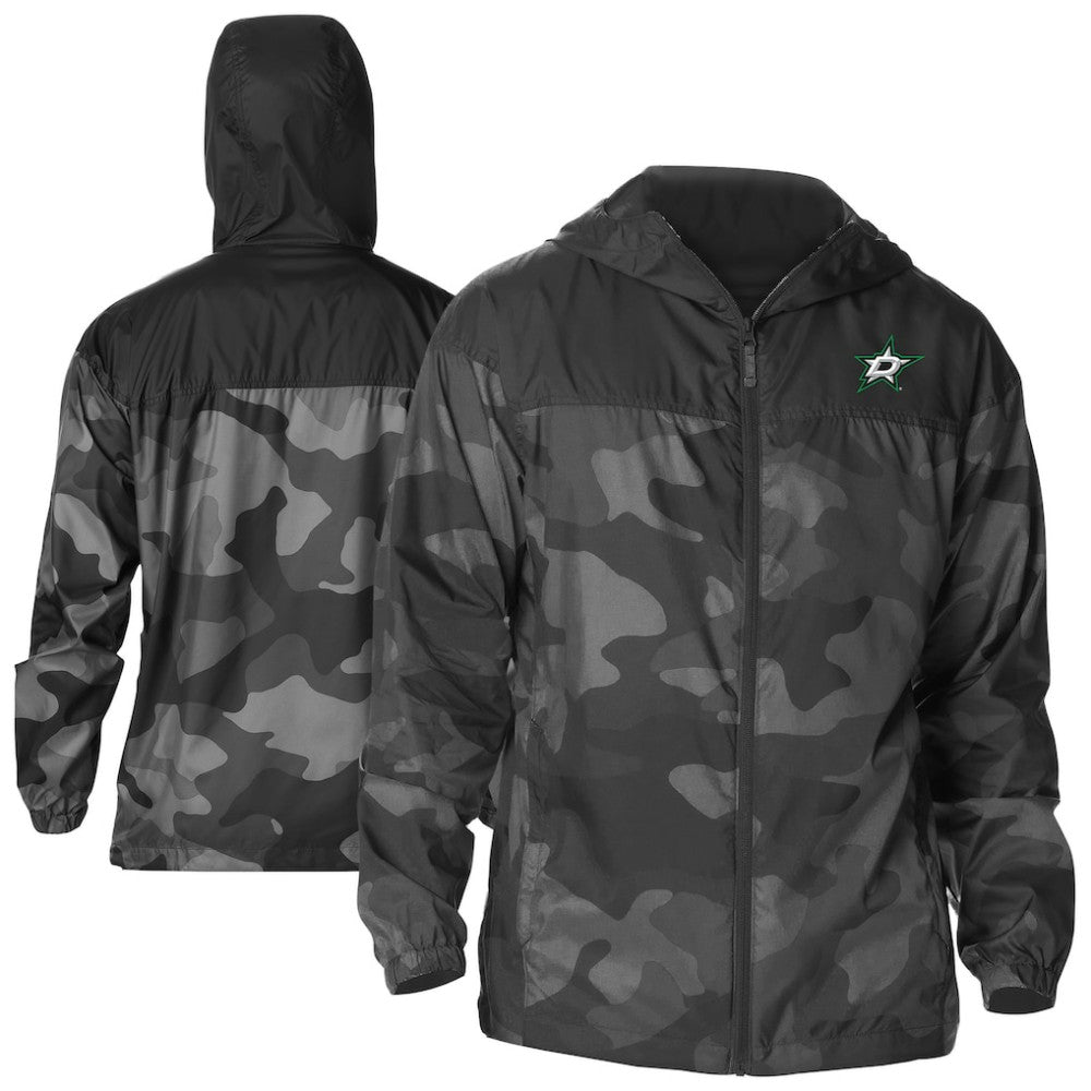 Dallas Stars Columbia Camo Flash Challenger Omni-Shade Full-Zip Hoodie Windbreaker - Black - NHL