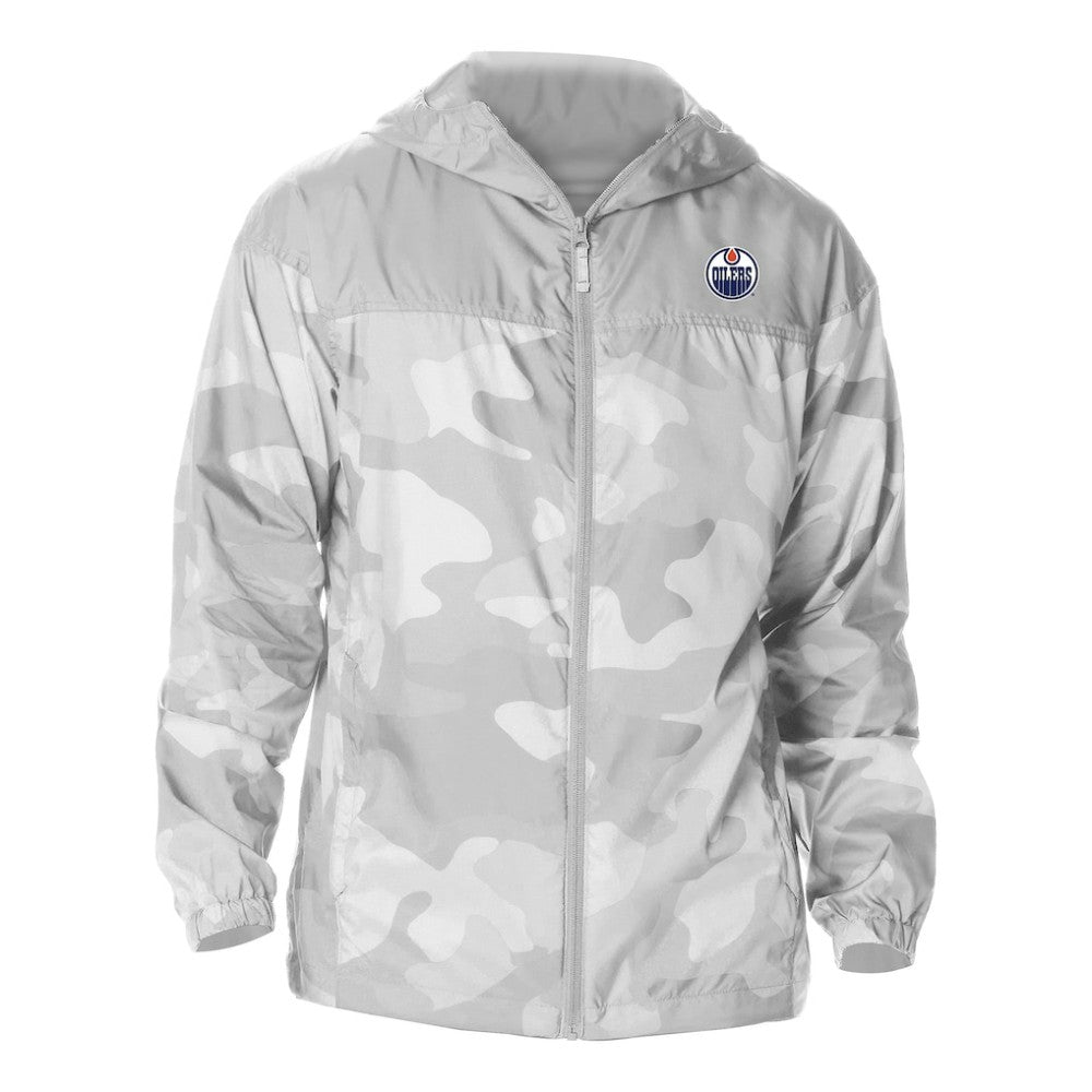 Edmonton Oilers Columbia Camo Flash Challenger Omni-Shade Full-Zip Hoodie Windbreaker - Gray - NHL