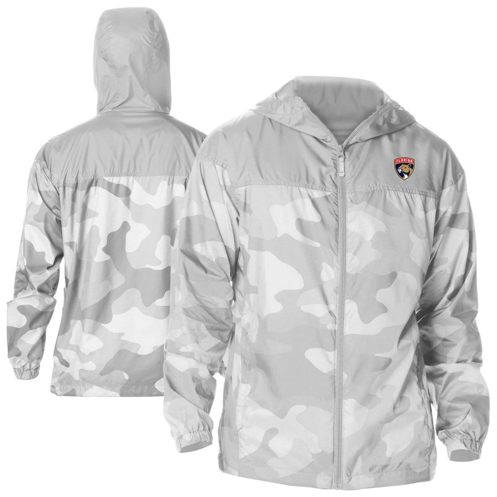 Florida Panthers Columbia Camo Flash Challenger Omni-Shade Full-Zip Hoodie Windbreaker - White - NHL