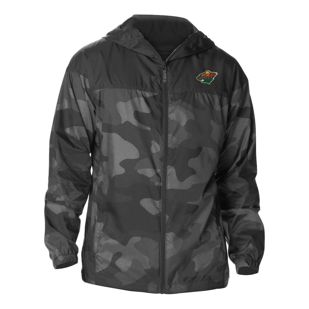Minnesota Wild Columbia Camo Flash Challenger Omni-Shade Full-Zip Hoodie Windbreaker - Black - NHL