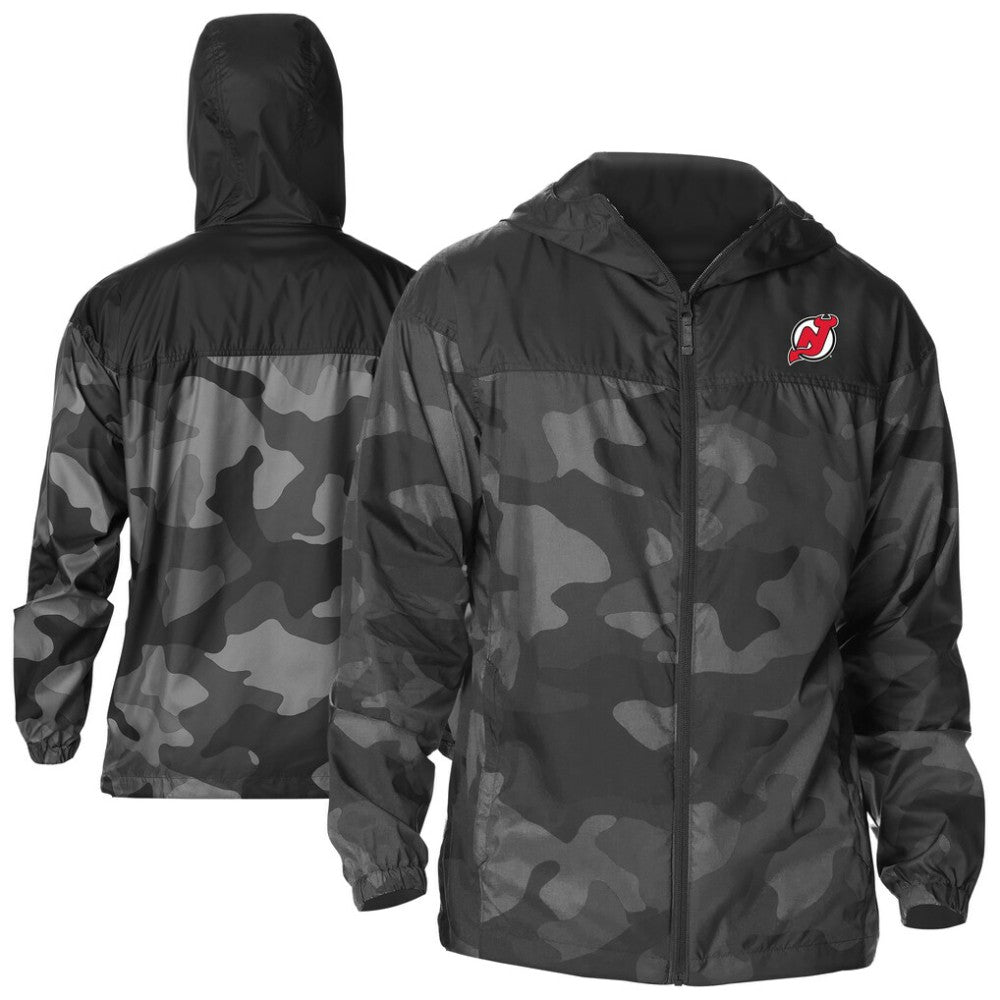 New Jersey Devils Columbia Camo Flash Challenger Omni-Shade Full-Zip Hoodie Windbreaker - Black - NHL
