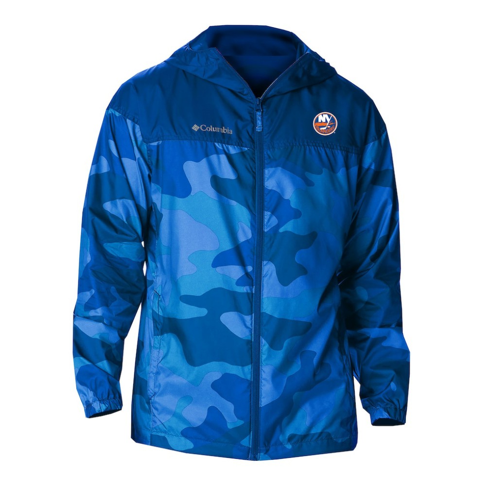 New York Islanders Columbia Camo Flash Challenger Omni-Shade Full-Zip Hoodie Windbreaker - Royal - NHL