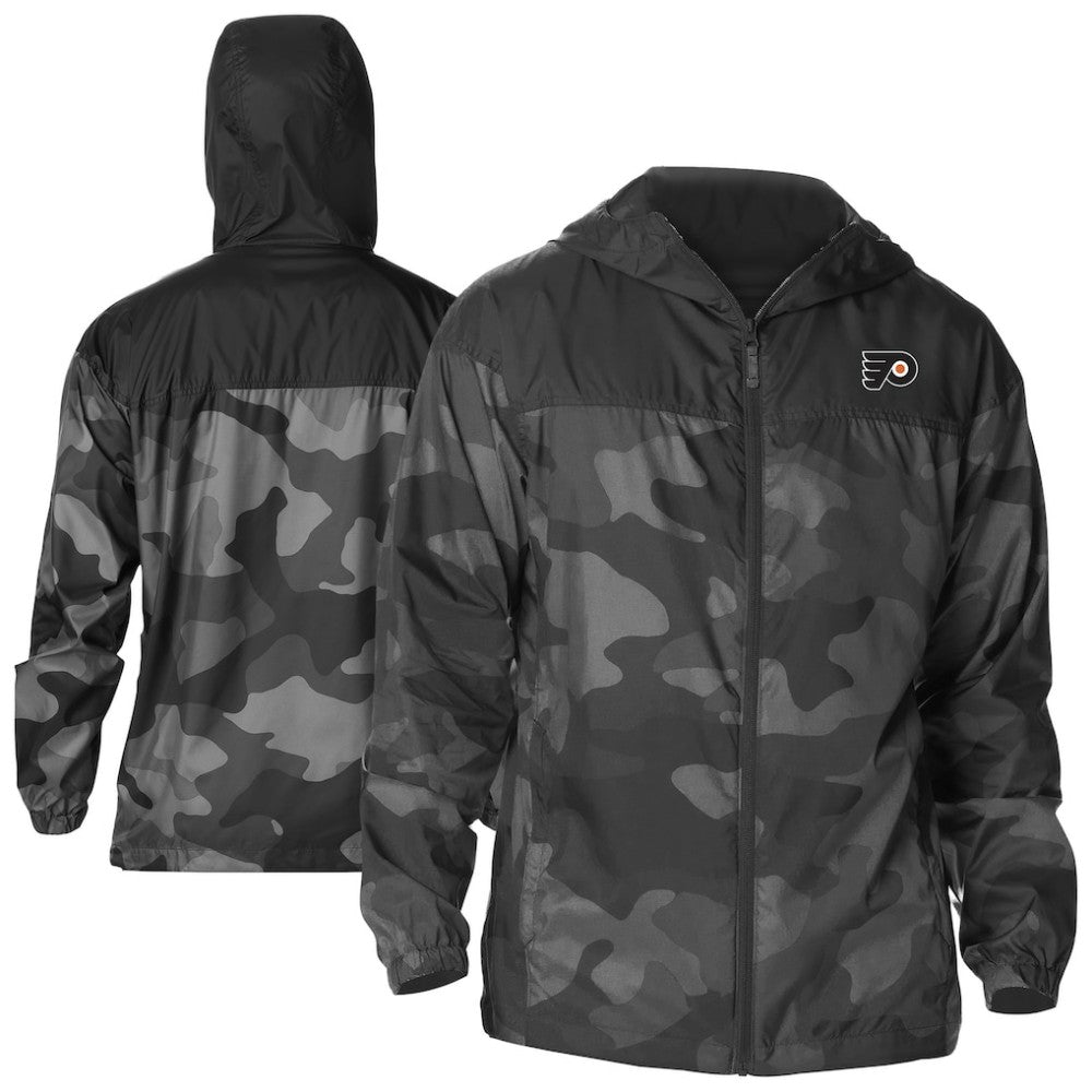 Philadelphia Flyers Columbia Camo Flash Challenger Omni-Shade Full-Zip Hoodie Windbreaker - Black - NHL