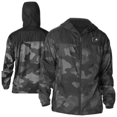 Philadelphia Flyers Columbia Camo Flash Challenger Omni-Shade Full-Zip Hoodie Windbreaker - Black - NHL