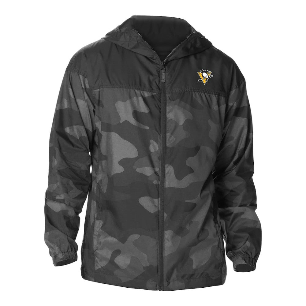 Pittsburgh Penguins Columbia Camo Flash Challenger Omni-Shade Full-Zip Hoodie Windbreaker - Black - NHL