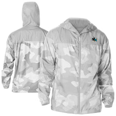 San Jose Sharks Columbia Camo Flash Challenger Omni-Shade Full-Zip Hoodie Windbreaker - Gray - NHL