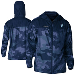 Seattle Kraken Columbia Camo Flash Challenger Omni-Shade Full-Zip Hoodie Windbreaker - Navy - NHL