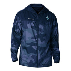Seattle Kraken Columbia Camo Flash Challenger Omni-Shade Full-Zip Hoodie Windbreaker - Navy - NHL