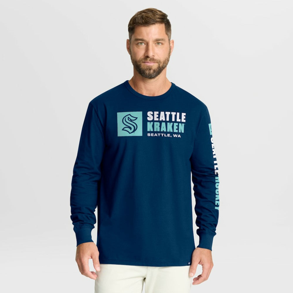 Seattle Kraken Fanatics Goal Crease Legacy Long Sleeve T-Shirt - Navy - NHL