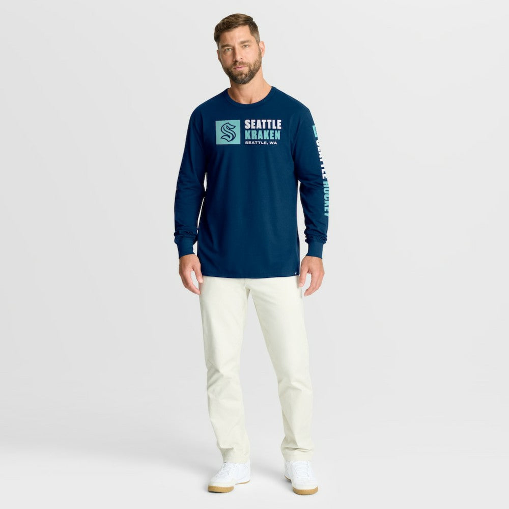 Seattle Kraken Fanatics Goal Crease Legacy Long Sleeve T-Shirt - Navy - NHL