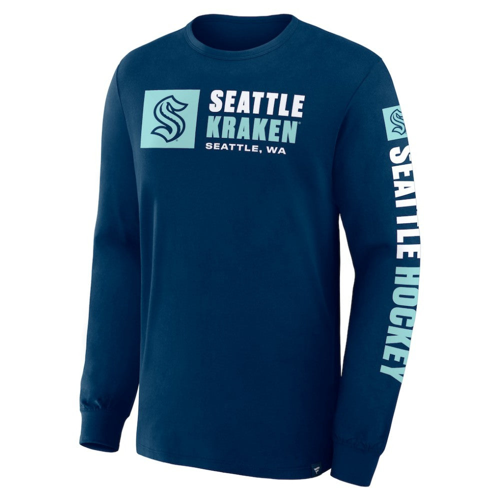 Seattle Kraken Fanatics Goal Crease Legacy Long Sleeve T-Shirt - Navy - NHL