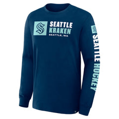 Seattle Kraken Fanatics Goal Crease Legacy Long Sleeve T-Shirt - Navy - NHL