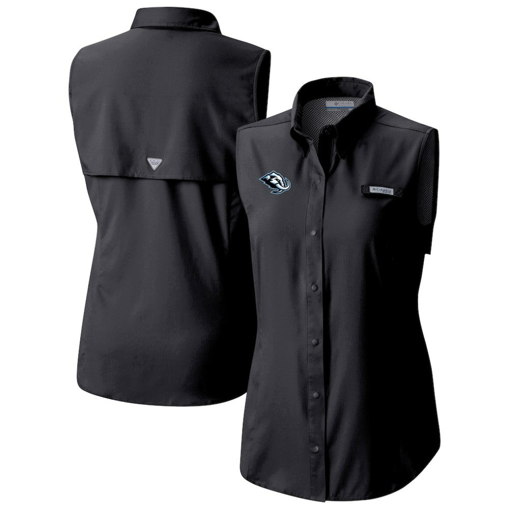 Utah Mammoth Columbia Women's Tamiami Omni-Shade Sleeveless Button-Up Shirt - Black - NHL