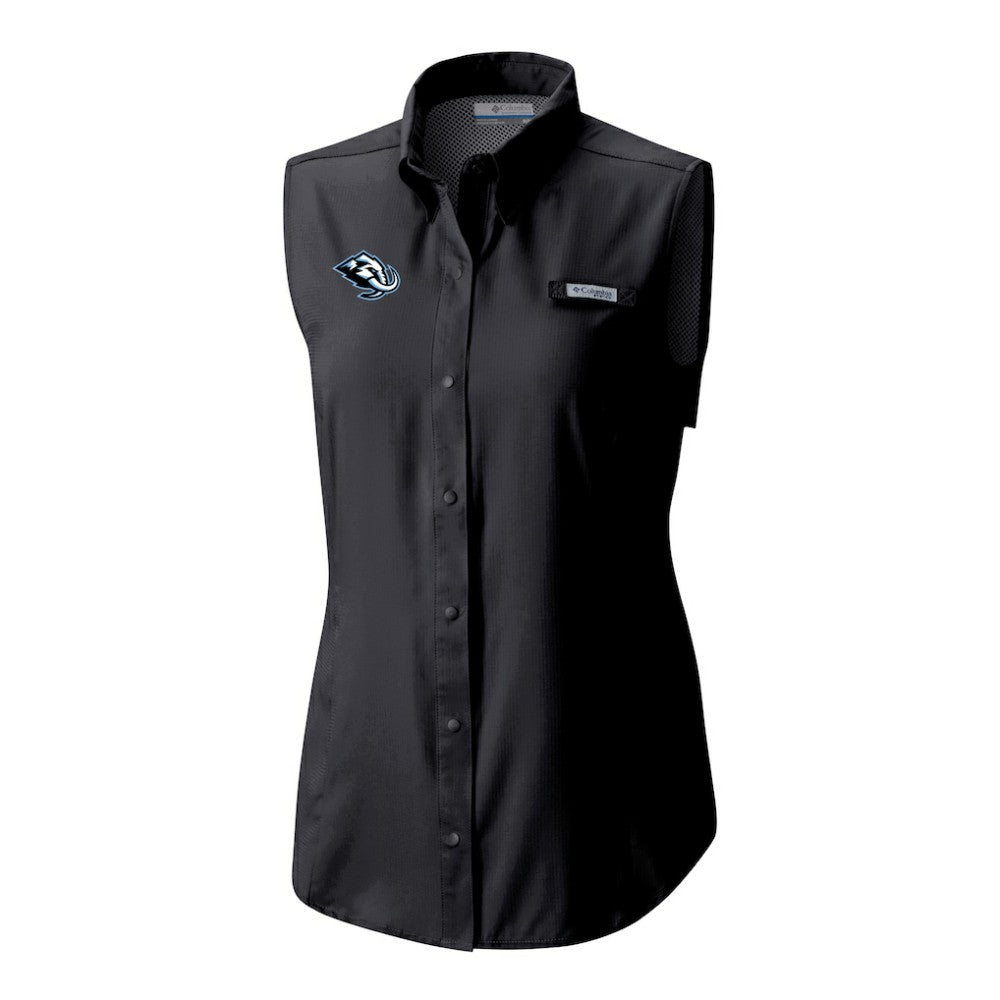 Utah Mammoth Columbia Women's Tamiami Omni-Shade Sleeveless Button-Up Shirt - Black - NHL