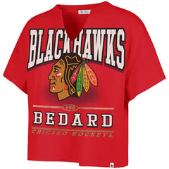 Connor Bedard Chicago Blackhawks '47 Women's Elation Name & Number Oversized Notch Neck T-Shirt - Red - NHL